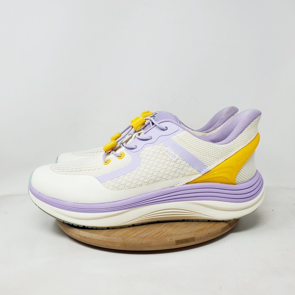 Kizik Shoes Womens 11 London Pastel Purple Yellow Sneakers Hands Free Slip‎ On